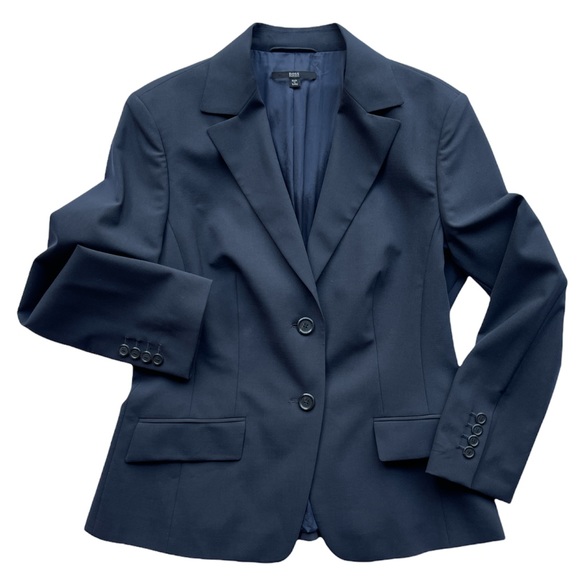 Hugo Boss Janna3 Black/Graphite Gray Fitted Blazer Suit Jacket 96% Wool Size 8 - Picture 4 of 17